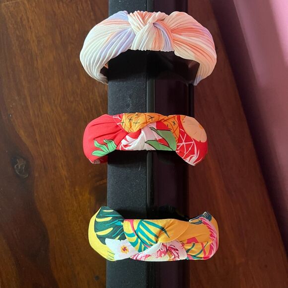 Padded Headband Bundle Pastel Floral Tropical Pineapple Halo Cloth 3 Hairbands - Picture 3 of 16